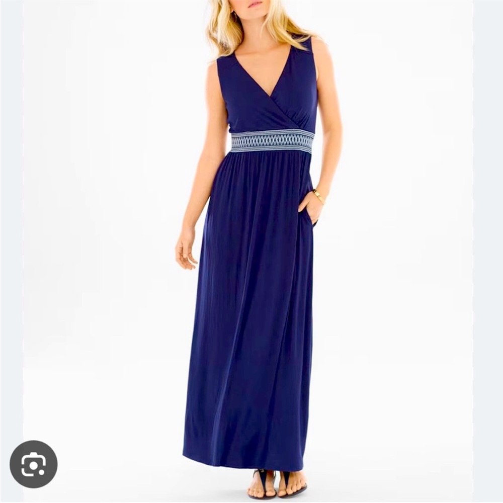 Soma Navy Maxi Dress with White Accents